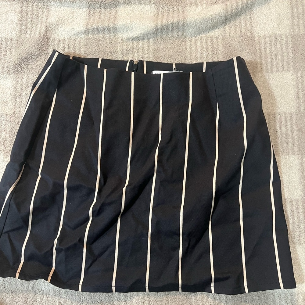 Reformation Black and White Striped Mini Skirt
